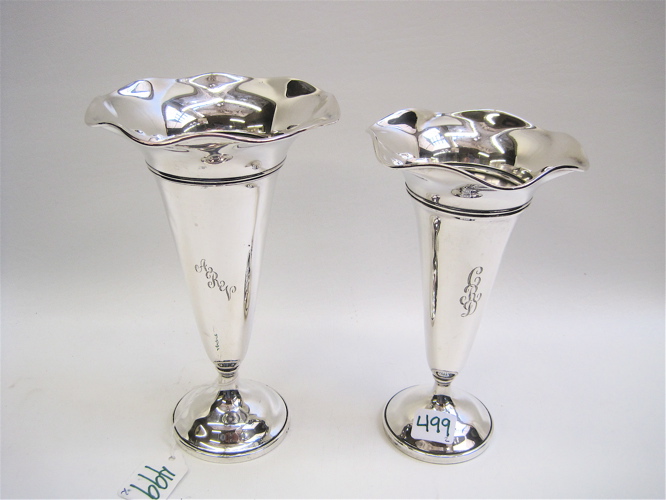 Appraisal: SET OF TWO STERLING SILVER FLOWER VASES by Baldwin Miller