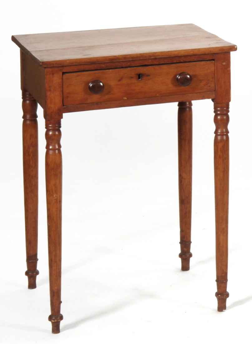 Appraisal: ANTIQUE AMERICAN SHERATON ONE-DRAWER STAND th CenturyIn pine Refinished Height