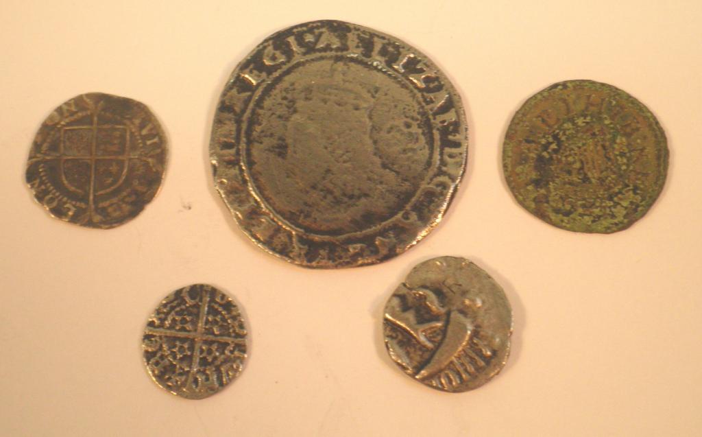 Appraisal: A hammered silver coin and four other small hammered coins