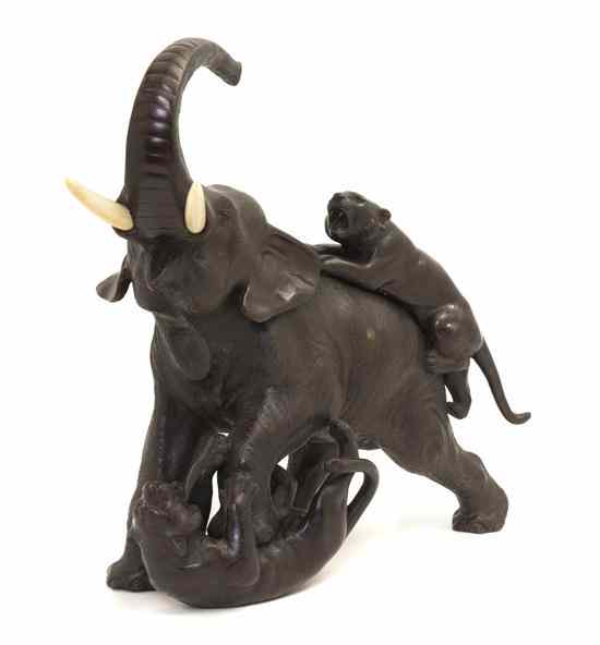 Appraisal: A Japanese Bronze Model of an Elephant Meiji Period depicting