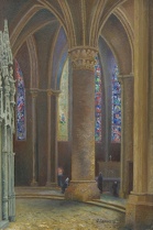 Appraisal: J Condette Continental School th Century A Church Interior Oil