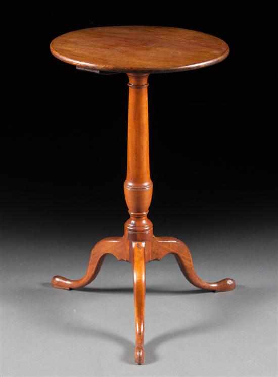 Appraisal: Federal walnut candlestand probably Pennsylvania circa carved vase-form shaft with