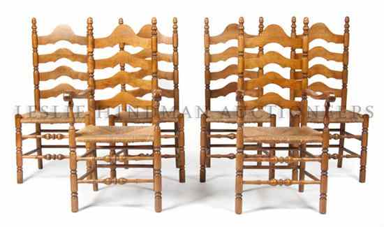 Appraisal: A Set of Six American Ladder Back Chairs comprising two