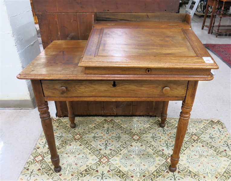 Appraisal: A VICTORIAN WALNUT SCHOOL HOUSE TEACHER'S DESK American th century