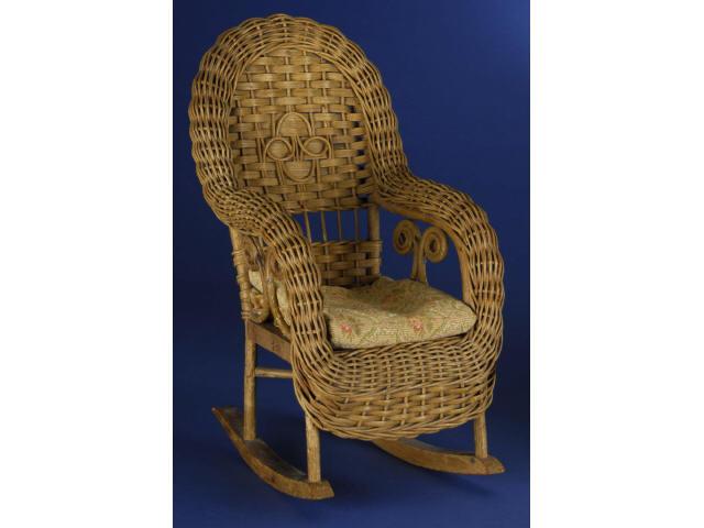 Appraisal: Doll Size Wicker Rocker America ca wicker arm rocker with