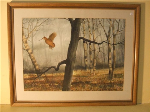 Appraisal: DAVID HAGERBAUMER AMERICAN TH C WOODCOCK IN FLIGHT Watercolor on