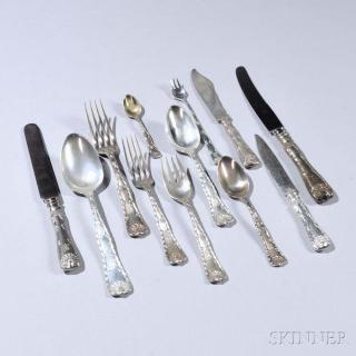 Appraisal: Tiffany Wave Edge Pattern Sterling Silver Flatware Service Tiffany Wave