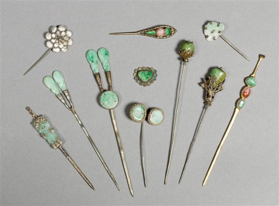 Appraisal: TEN HAIRPINS AND ONE PENDANT China Qing-dynasty L from to