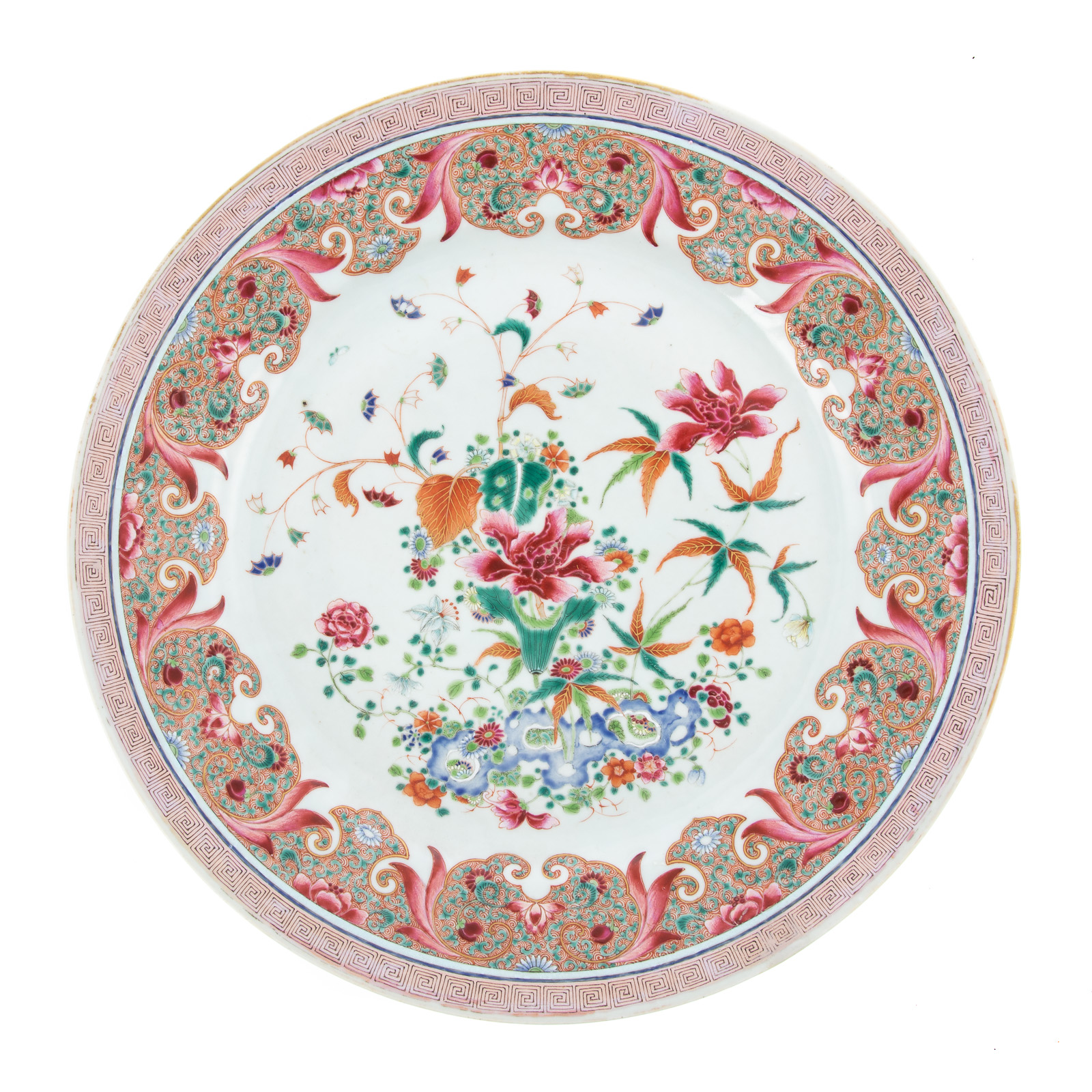 Appraisal: CHINESE EXPORT FAMILLE ROSE CHARGER Circa - large vividly decorated