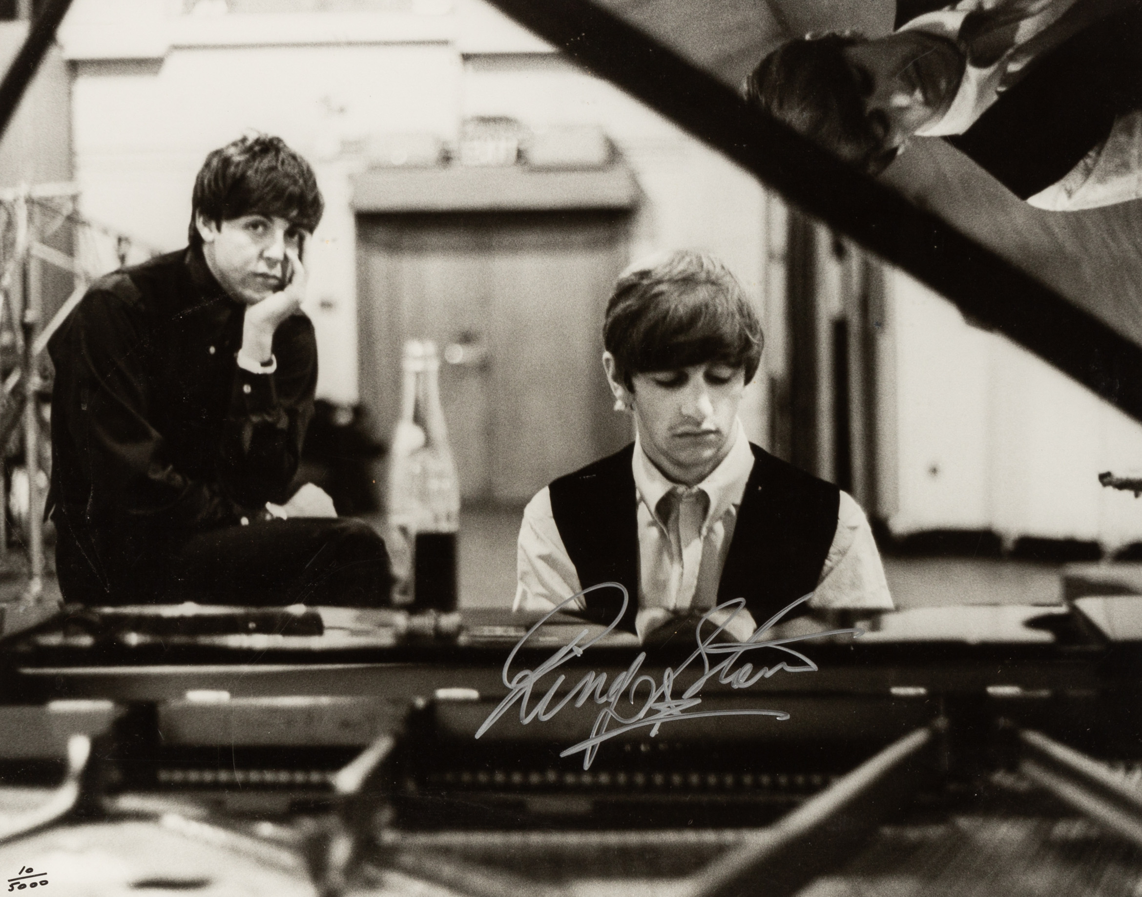 Appraisal: AUTOGRAPHED BEATLES PHOTOGRAPH OF PAUL MCCARTNEY RINGO STARR Silver gelatin