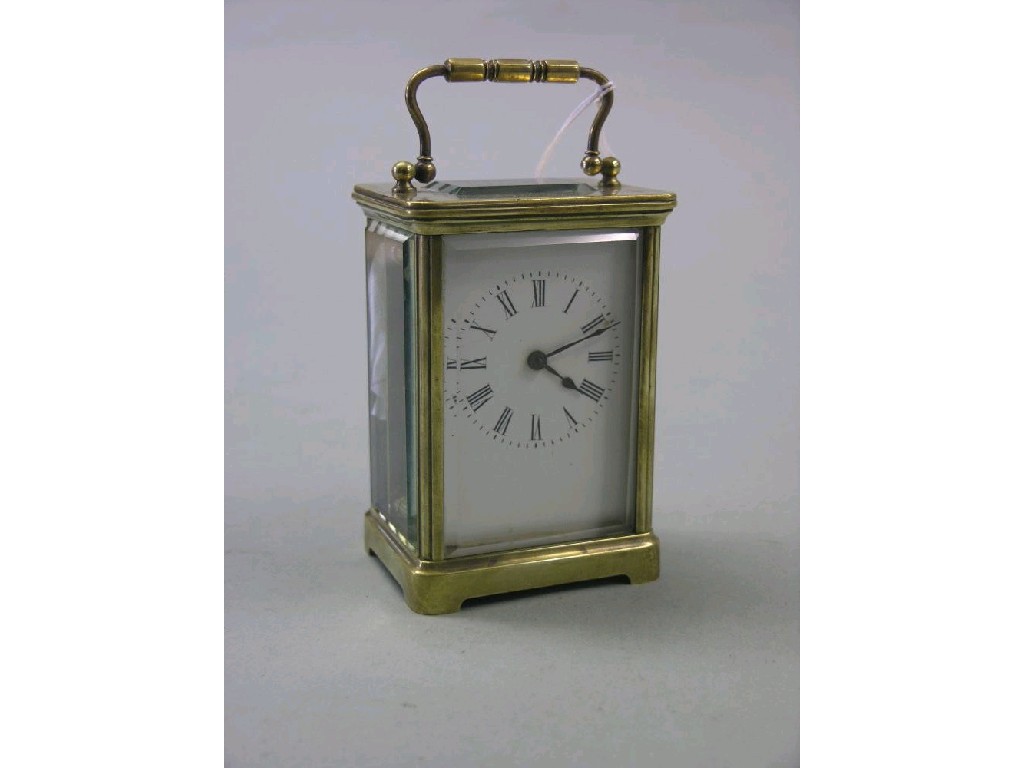 Appraisal: An early th century French brass carriage clock enamelled dial