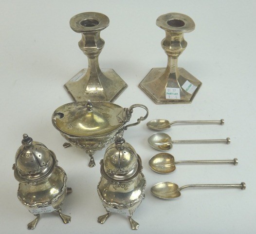 Appraisal: Silver and silver mounted wares comprising a pair of small