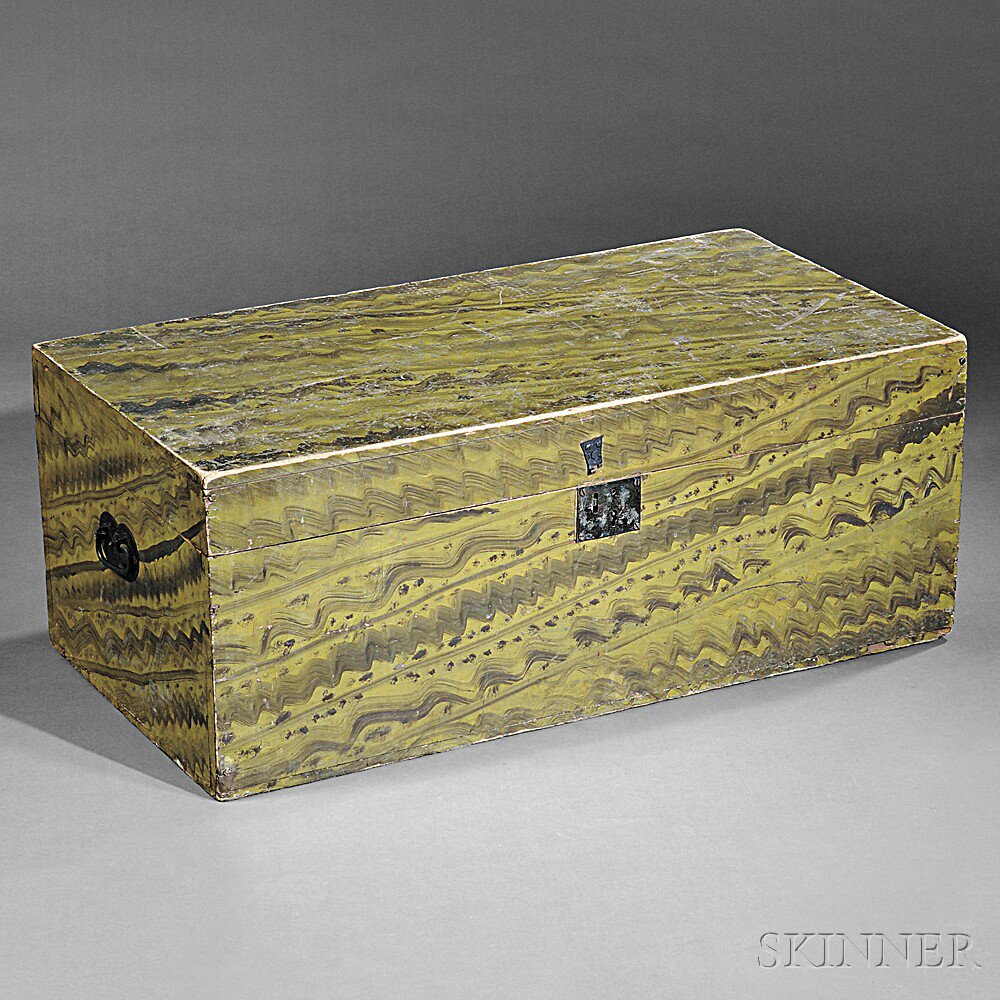 Appraisal: Paint-decorated Poplar Storage Trunk possibly Vermont early th century allover