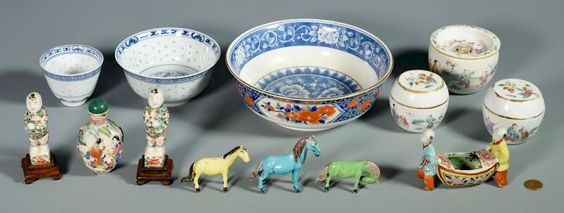 Appraisal: Grouping of Asian Porcelain Pottery Items pcs Grouping of Chinese