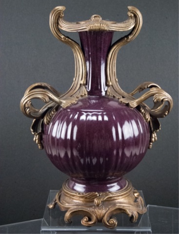 Appraisal: Art Nouveau Style Double Handled Vase Purple Castilian ceramic vase