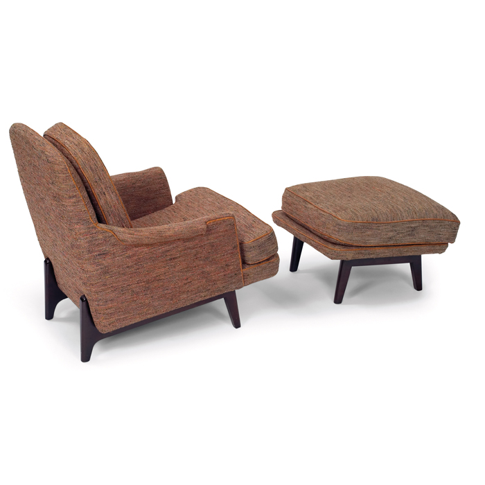 Appraisal: Edward Wormley lounge chair and ottoman by Dunbar upholstered forms