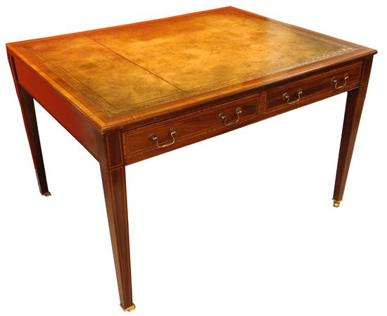 Appraisal: Hepplewhite style partner's desk oblong top contains inset leather writing