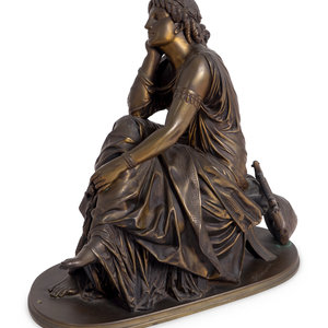 Appraisal: Pierre Alexandre Schoenewerk French - Sappho patinated bronze Height inches