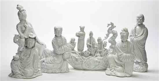 Appraisal: A Collection of Blanc-de-Chine Figures depicted with assorted attributes and