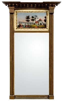 Appraisal: Federal gilt wood eglomise mirror eglomise panel depicting a country