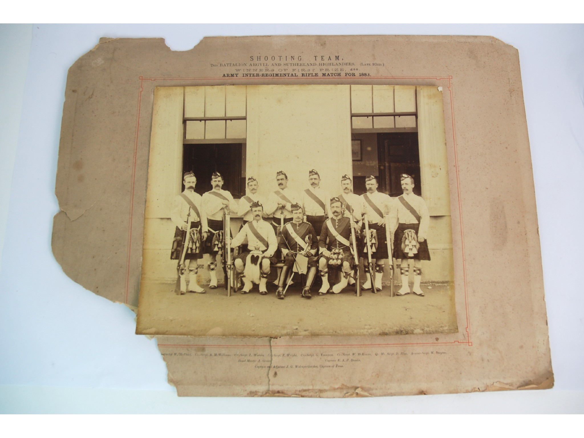 Appraisal: A sepia-toned photograph of the nd Battalion Argyll and Sutherland