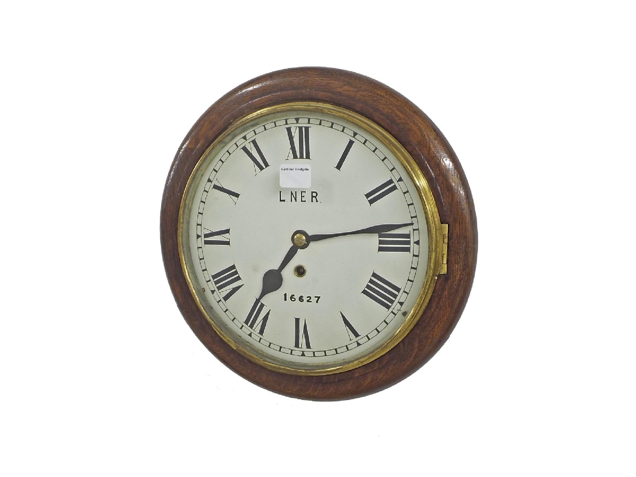 Appraisal: L N E R oak single fusee wall dial clock