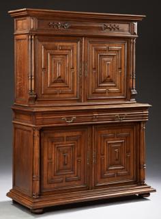 Appraisal: French Carved Oak Henri II Style Buffet a Deux Cor