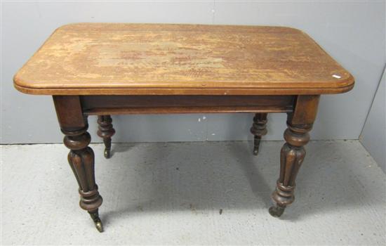 Appraisal: th century mahogany table on turned reeded tapering legs with