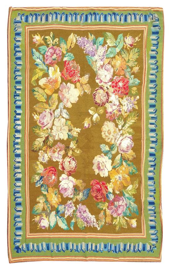 Appraisal: Sale Lot A Needlepoint Rug having floral design Length feet