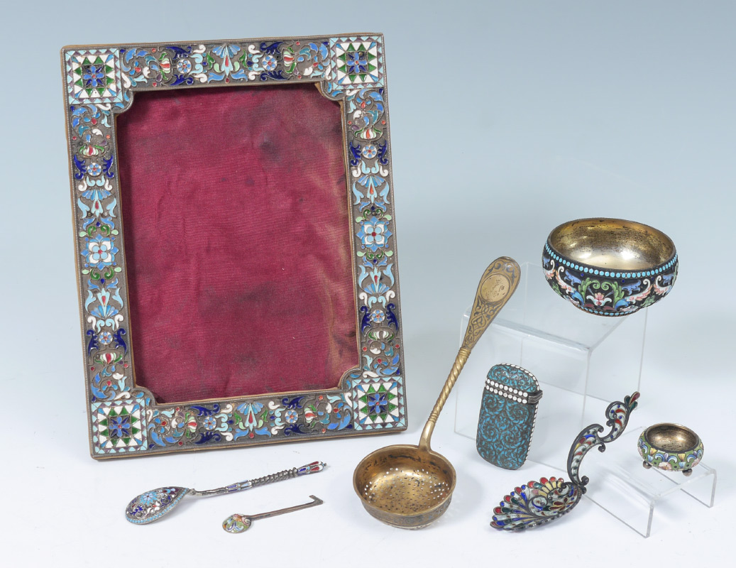 Appraisal: COLLECTION OF RUSSIAN SILVER OBJETS DE VERTU pieces total are