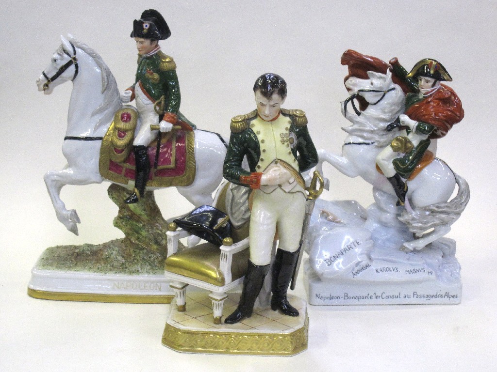 Appraisal: Three Sitzendorf porcelain figures of Napoleon Bonaparte to include two