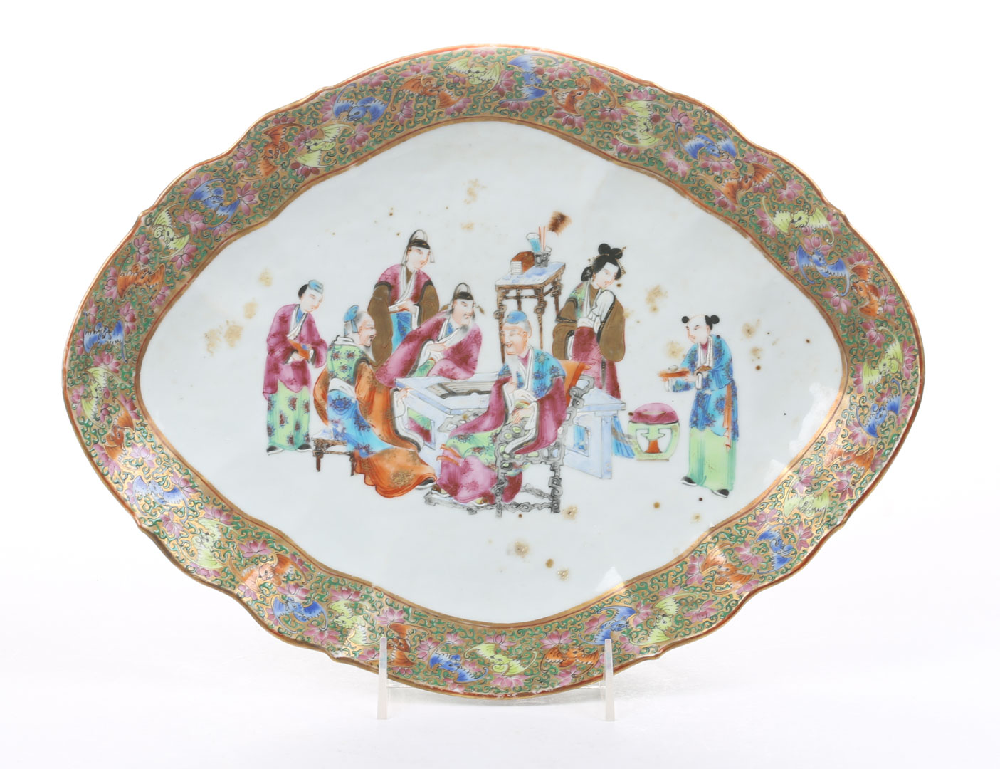 Appraisal: Chinese Export Rose Mandarin porcelain plateau circa floral and bat