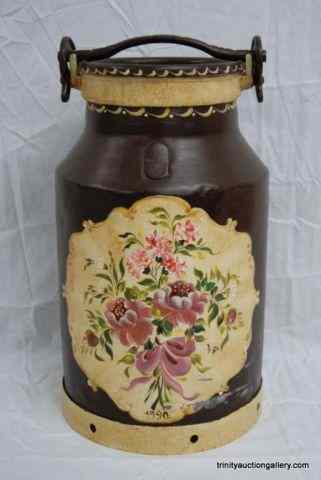 Appraisal: Vintage Tole Painted Gallon Milk CanFrom an estate is an