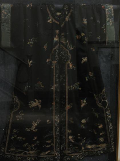 Appraisal: Chinese blue ground robe late th century Glazed and framed