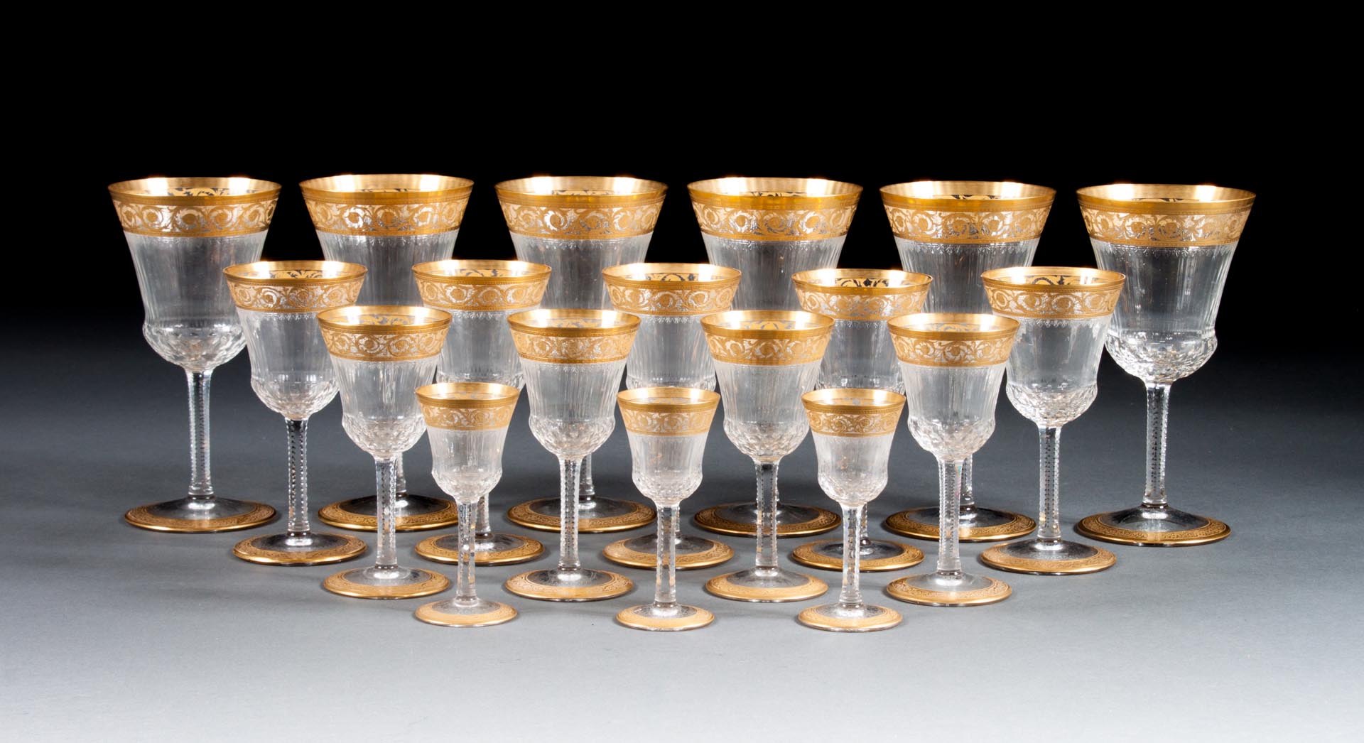 Appraisal: St Louis Thistle crystal stemware service comprising pieces water goblets