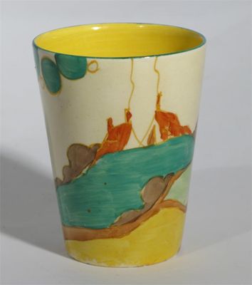 Appraisal: Secrets' a Clarice Cliff Bizarre beaker painted in colours printed