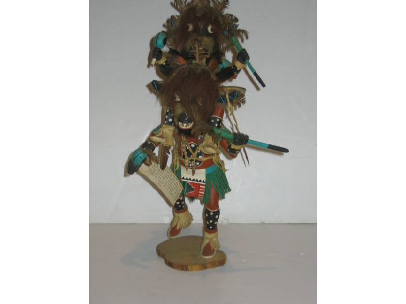 Appraisal: HOPI KACHINA DOLL FIGURE GROUP Depicting The Black Ogre Hopi