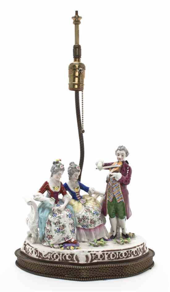 Appraisal: A Continental Porcelain Figural Group depicting a gentleman playing a