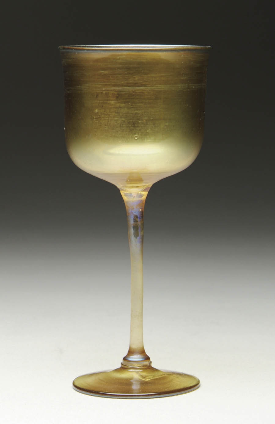 Appraisal: TIFFANY WINE GLASS Nice Tiffany wineglass has iridescent gold finish