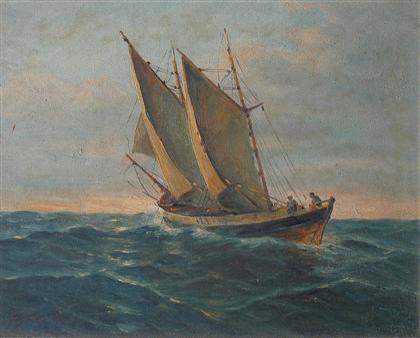 Appraisal: H BRICKMAN pair of oils SHIP AT SEA AND FISHING