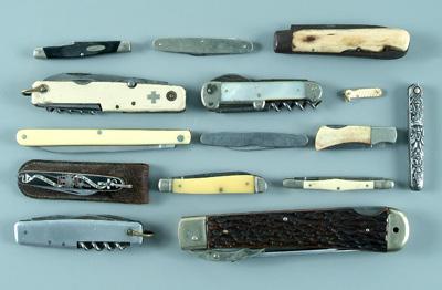 Appraisal: Fifteen assorted pocketknives handles of sterling silver celluloid bone mother-of-pearl