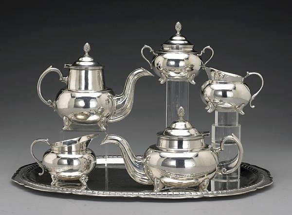 Appraisal: A Chilean hand wrought standard silver five piece tea and