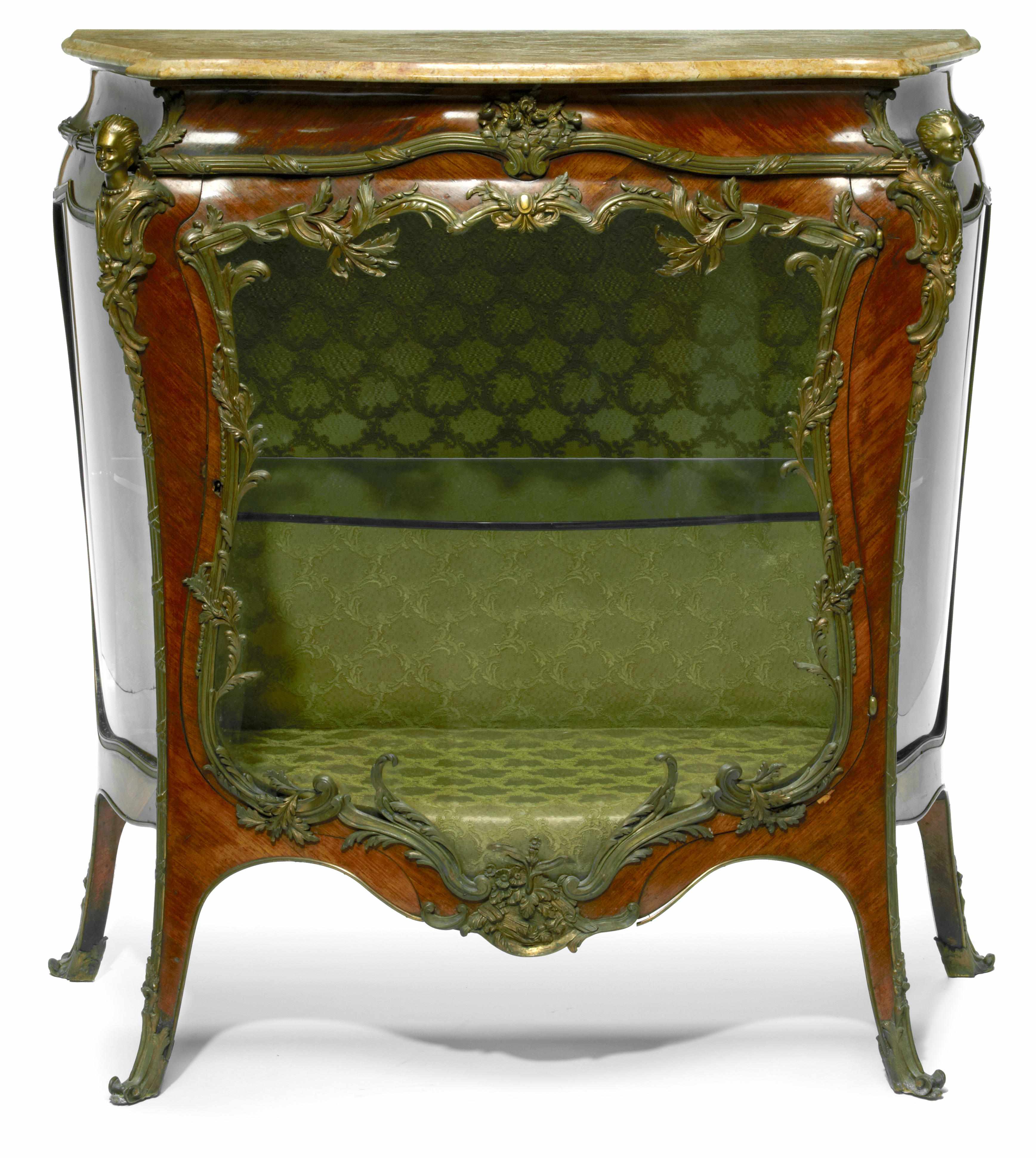 Appraisal: A Louis XV style gilt bronze mounted kingwood vitrine possibly