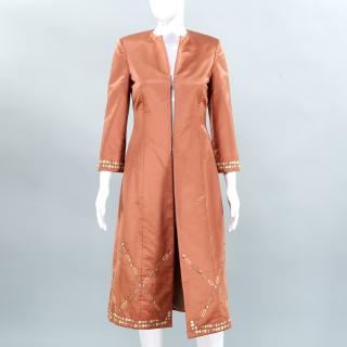 Appraisal: Maggie Norris Couture bronze satin coat Maggie Norris Couture bronze