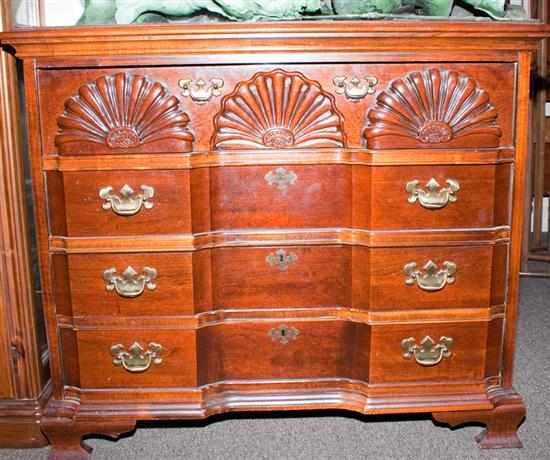 Appraisal: Chippendale style carved mahogany block front chest in Goddard Townsend