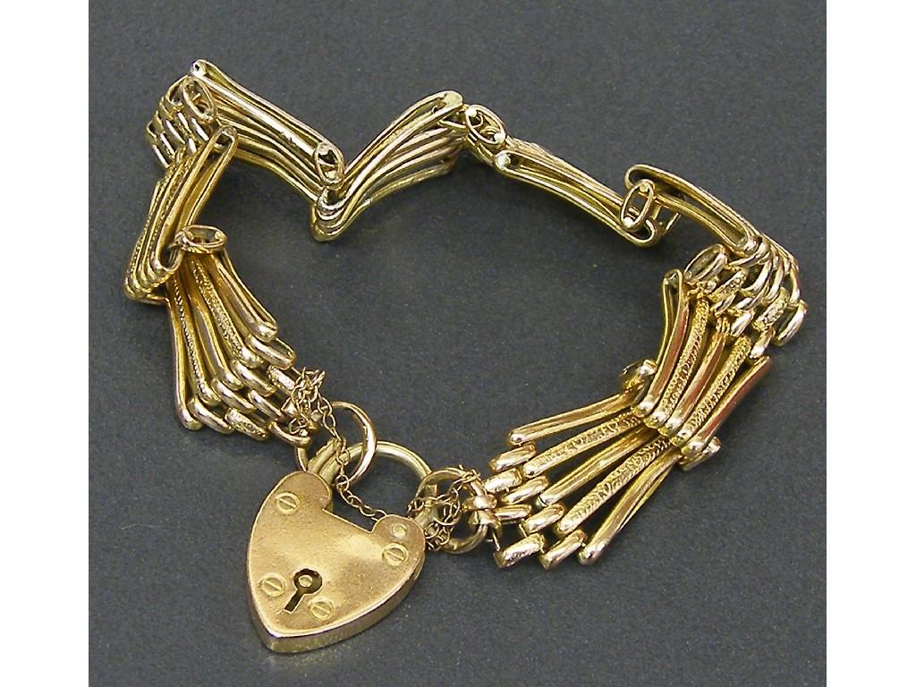 Appraisal: ct gate bracelet with padlock clasp gm