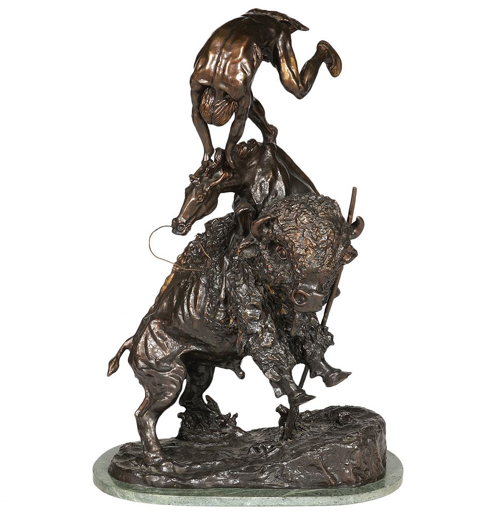 Appraisal: Buffalo Horse' Bronze Sculpture After Remington 'Buffalo Horse' bronze sculpture