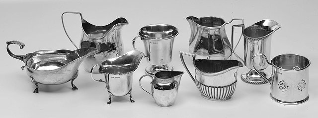 Appraisal: SIX ANTIQUE AND LATER SILVER JUGS with various marks and