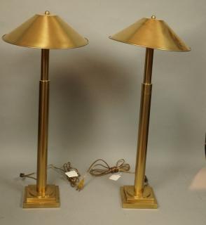 Appraisal: Pr PAUL HANSEN Tall Brass Accent Lamps Modernist Pr PAUL