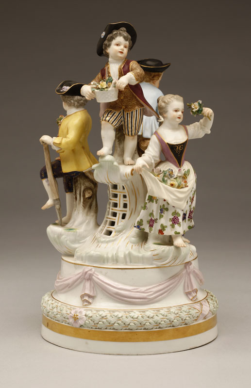 Appraisal: A Meissen porcelain figural group of children with flowers B